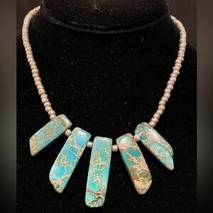 Jasper and glass necklace